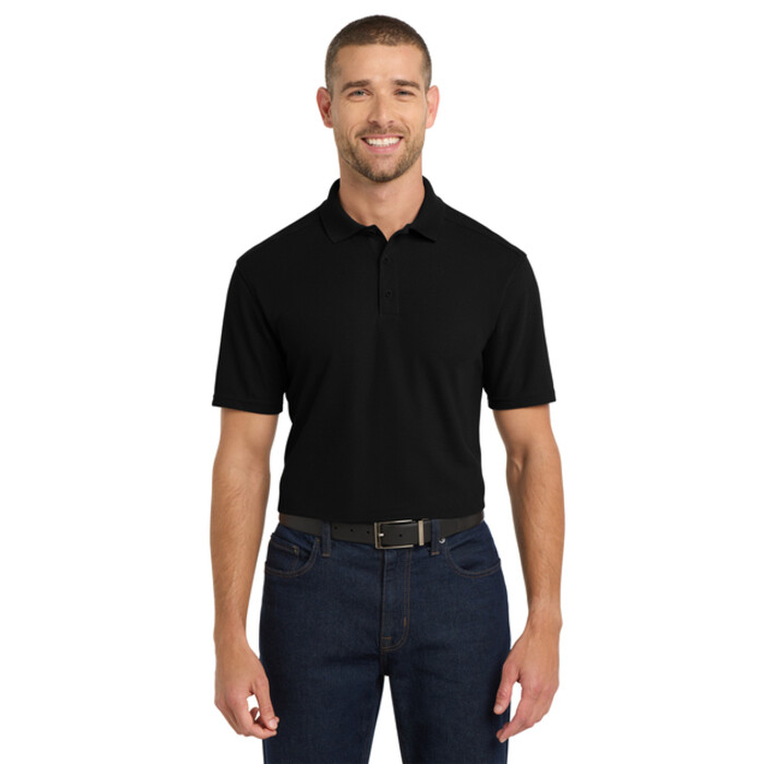 Ringspun Cotton Piqué Short-Sleeve Polo - Medium = 2, Large = 9 (BLACK) Thumbnail