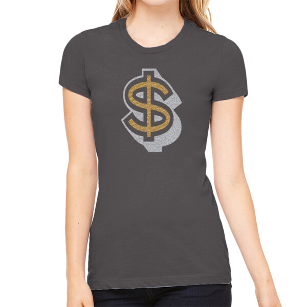 Money Mirror Gold Silver - Women's Premium Cotton Slim Fit T-SHirt Thumbnail
