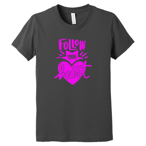 Follow Your Heart Passion Pink - Youth Premium Cotton T-Shirt Thumbnail