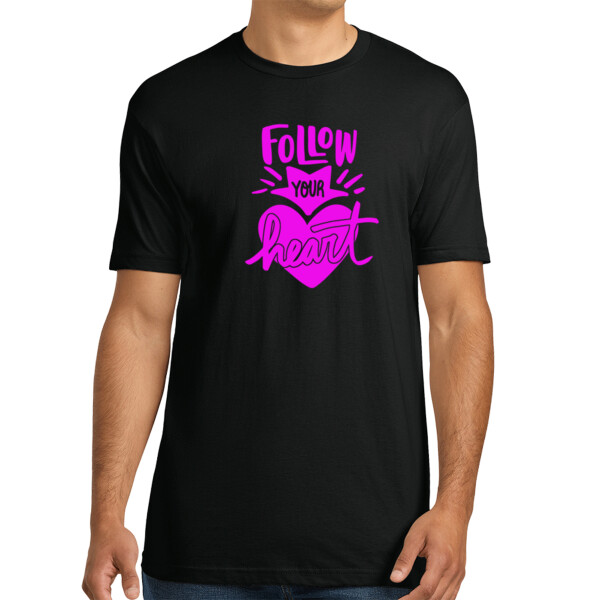 Follow Your Heart Passion Pink - Unisex Premium Cotton T-Shirt Thumbnail