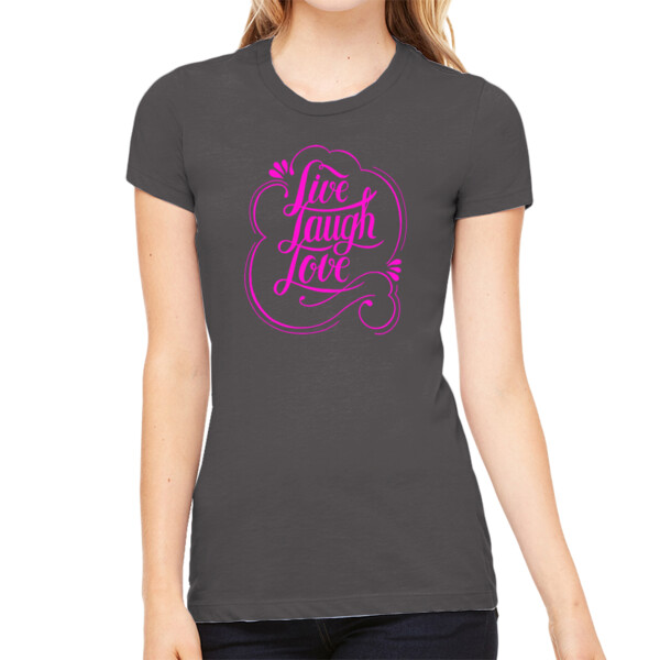 Live Love Laugh Passion Pink - Women's Premium Cotton Slim Fit T-SHirt Thumbnail