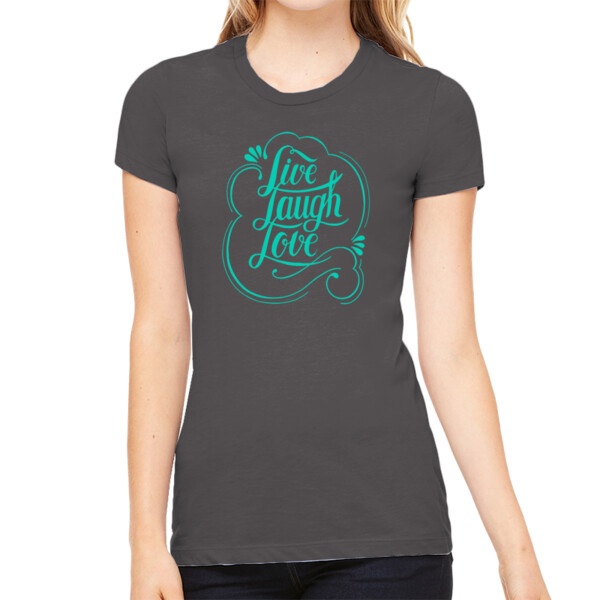 Live Love Laugh Aqua - Women's Premium Cotton Slim Fit T-SHirt Thumbnail