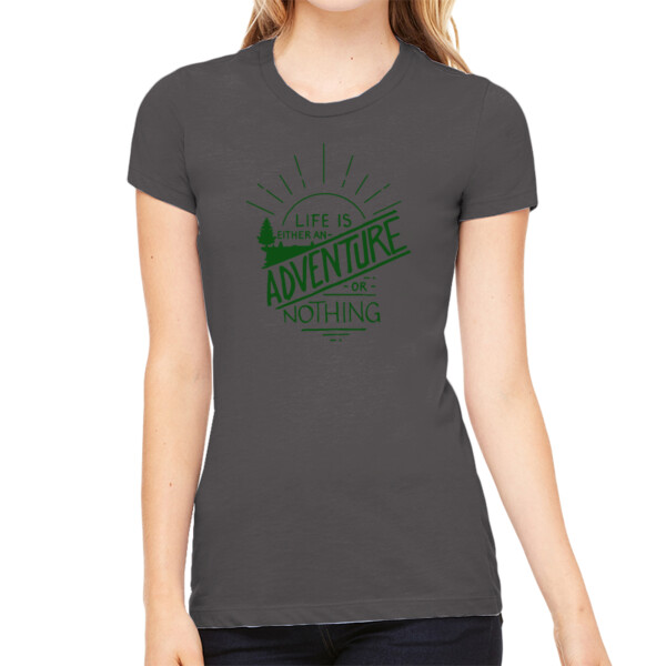 Life is an Adventure Forest Green - Women's Premium Cotton Slim Fit T-SHirt Thumbnail