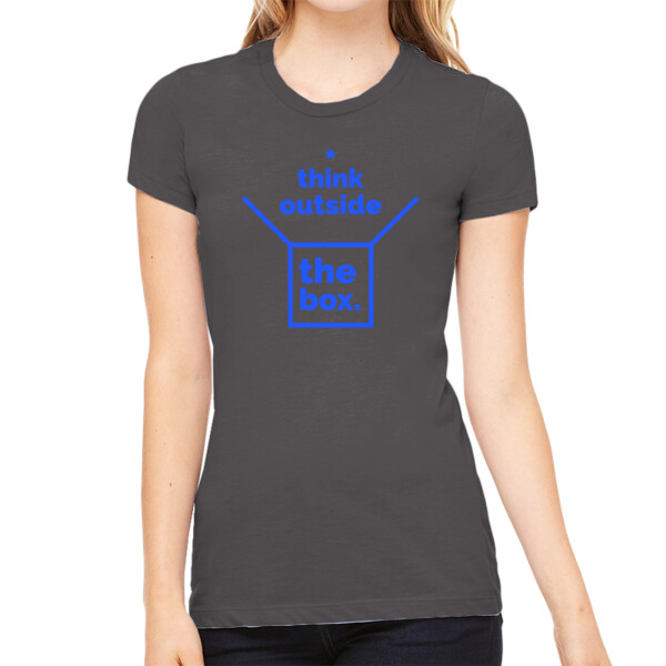 Think Outside the Box Royal - Women's Premium Cotton Slim Fit T-SHirt Thumbnail