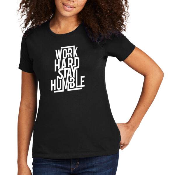 Work Hard Stay Humble White - Women's Premium Cotton T-Shirt Thumbnail