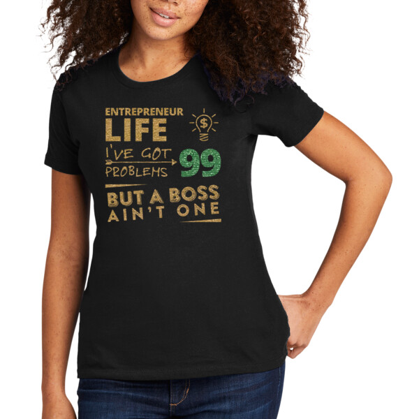 99 Problems Metallic Gold Green - Women's Premium Cotton T-Shirt Thumbnail