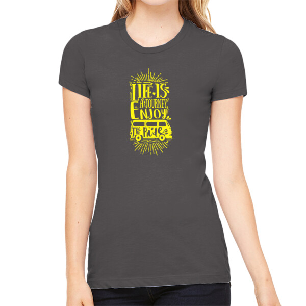 Life is an Adventure Yellow - Women's Premium Cotton Slim Fit T-SHirt Thumbnail