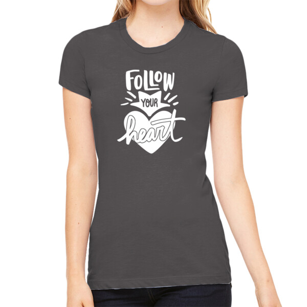 Follow Your Heart White - Women's Premium Cotton Slim Fit T-SHirt Thumbnail