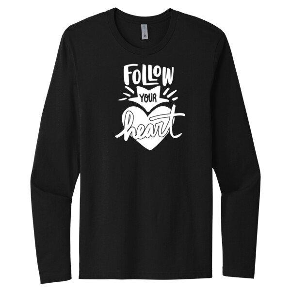 Follow Your Heart White - Unisex Premium Cotton Long Sleeve T-Shirt Thumbnail