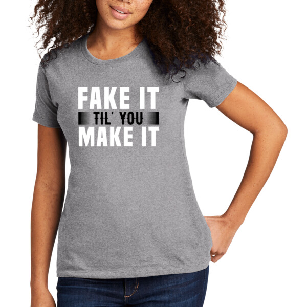 Fake It Til You Make It Black White - Women's Premium Cotton T-Shirt Thumbnail