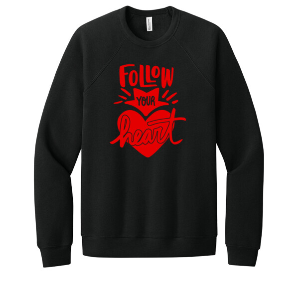 Follow Your Heart Red - Unisex Premium Fleece Crew Sweatshirt Thumbnail