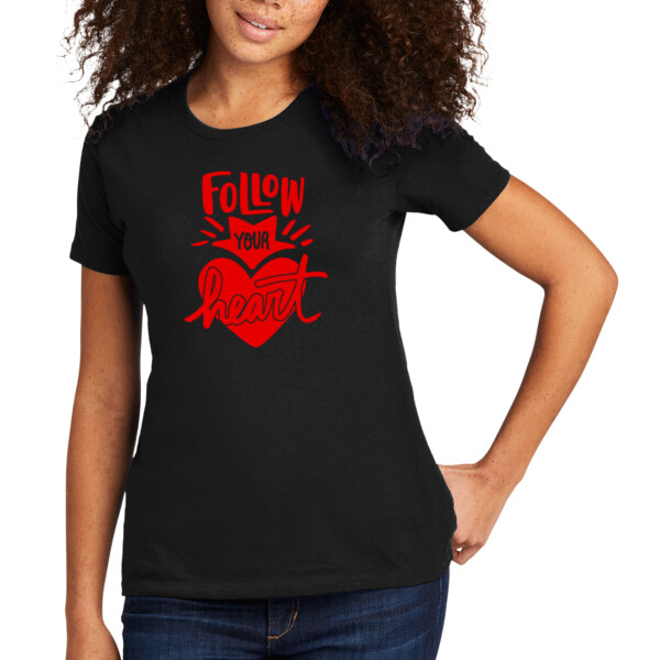 Follow Your Heart Red - Women's Premium Cotton T-Shirt Thumbnail