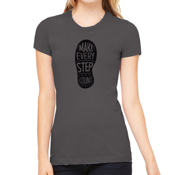 Make Every Step Count Black - Women's Premium Cotton Slim Fit T-SHirt Thumbnail