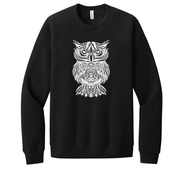 Tribal Owl white - Unisex Premium Fleece Crew Sweatshirt Thumbnail