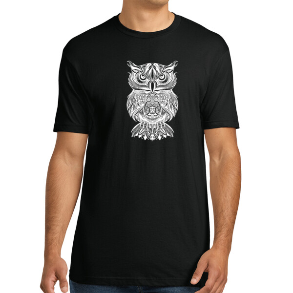Tribal Owl white - Unisex Premium Cotton T-Shirt Thumbnail