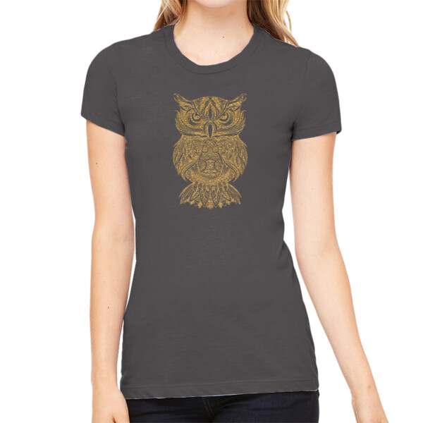 Tribal Owl Vegas Gold - Women's Premium Cotton Slim Fit T-SHirt Thumbnail