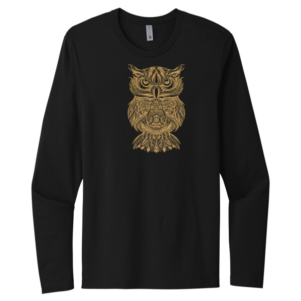 Tribal Owl Vegas Gold - Unisex Premium Cotton Long Sleeve T-Shirt Thumbnail