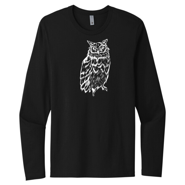 Night Owl White - Unisex Premium Cotton Long Sleeve T-Shirt Thumbnail