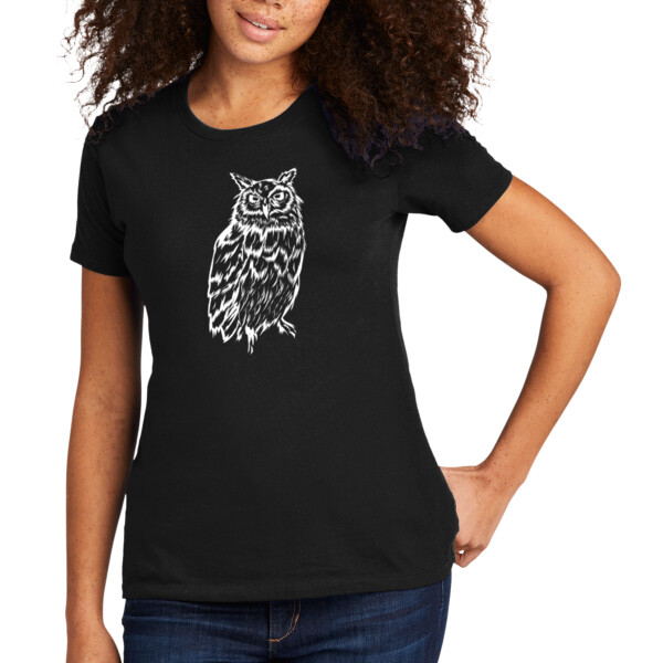 Night Owl White - Women's Premium Cotton T-Shirt Thumbnail
