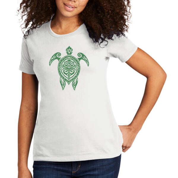 Tribal Turtle Green - Women's Premium Cotton T-Shirt Thumbnail
