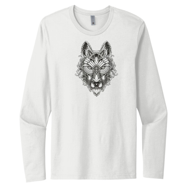 Tribal Wolf Black - Unisex Premium Cotton Long Sleeve T-Shirt Thumbnail