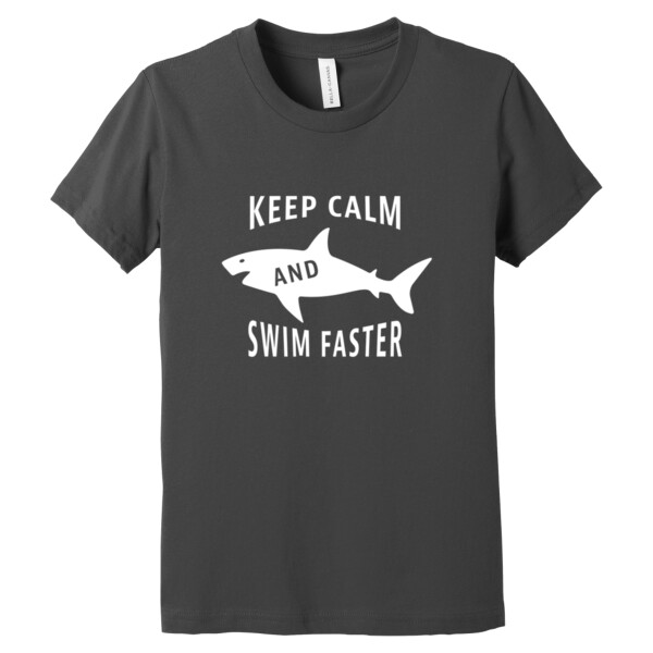 Keep Calm and Swim Faster 1 White - Youth Premium Cotton T-Shirt Thumbnail