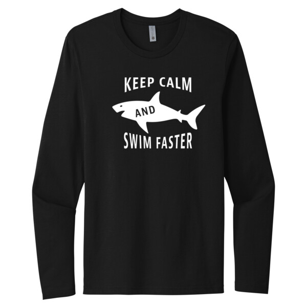 Keep Calm and Swim Faster 1 White - Unisex Premium Cotton Long Sleeve T-Shirt Thumbnail