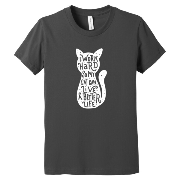  work hard for my cat White 1 - Youth Premium Cotton T-Shirt Thumbnail