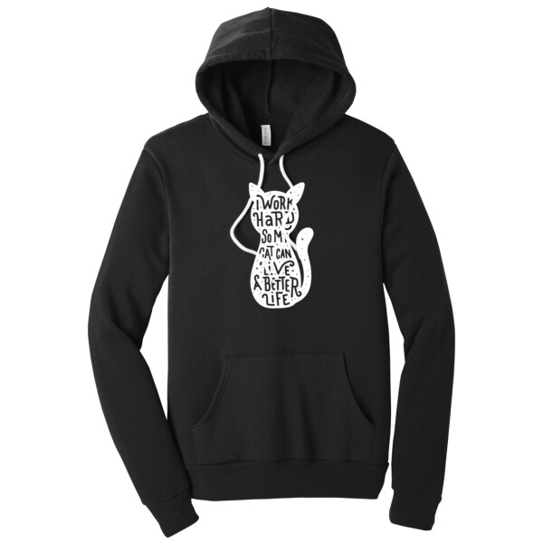 work hard for my cat White 1 - Unisex Premium Fleece Pullover Hoodie Thumbnail