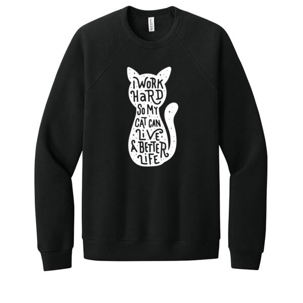  work hard for my cat White 1 - Unisex Premium Fleece Crew Sweatshirt Thumbnail
