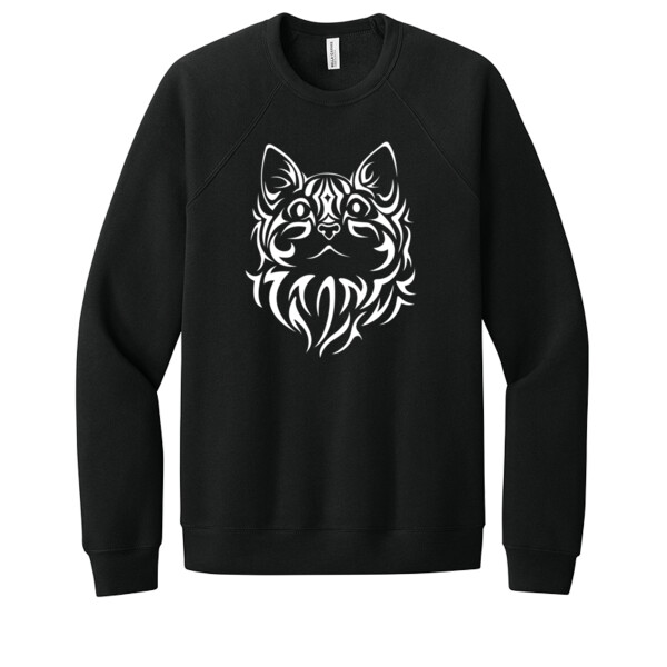 Tribal Cat White 1 - Unisex Premium Fleece Crew Sweatshirt Thumbnail