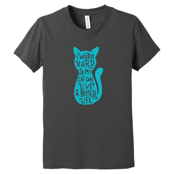 I work hard for my cat Aqua 1 - Youth Premium Cotton T-Shirt Thumbnail