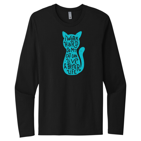 I work hard for my cat Aqua 1 - Unisex Premium Cotton Long Sleeve T-Shirt Thumbnail