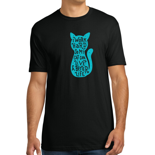 I work hard for my cat Aqua 1 - Unisex Premium Cotton T-Shirt Thumbnail