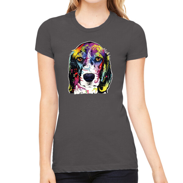 Beagle Neon - Women's Premium Cotton Slim Fit T-SHirt Thumbnail