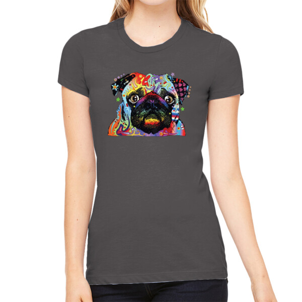 Pug Neon - Women's Premium Cotton Slim Fit T-SHirt Thumbnail