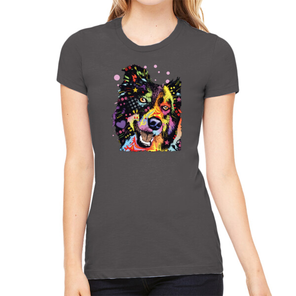Border Collie - Women's Premium Cotton Slim Fit T-SHirt Thumbnail