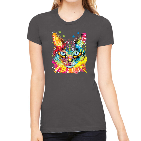 Neon Cat - Women's Premium Cotton Slim Fit T-SHirt Thumbnail
