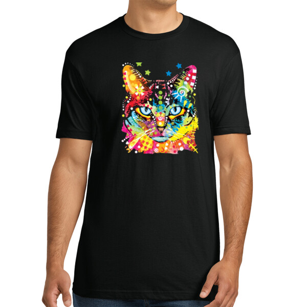 Neon Cat - Unisex Premium Cotton T-Shirt Thumbnail