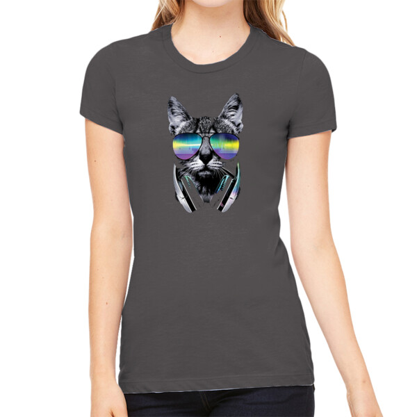 DJ Cat - Women's Premium Cotton Slim Fit T-SHirt Thumbnail