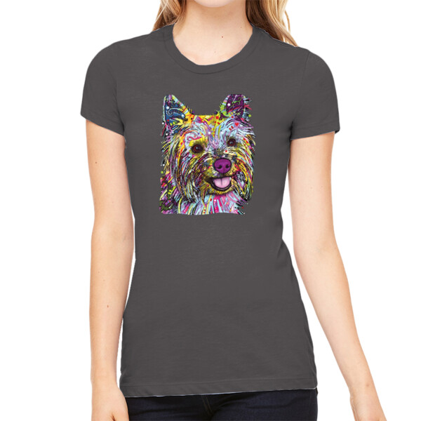 Yorkie Neon - Women's Premium Cotton Slim Fit T-SHirt Thumbnail