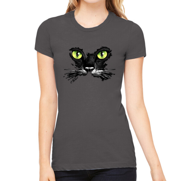 Cat Face - Women's Premium Cotton Slim Fit T-SHirt Thumbnail