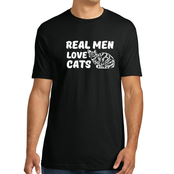 Real Men Love Cats White - Unisex Premium Cotton T-Shirt Thumbnail