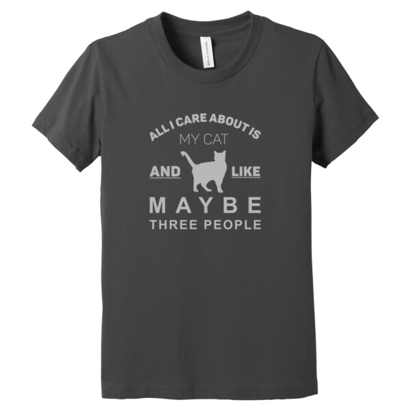 All I Care About Is My Cat Gray - Youth Premium Cotton T-Shirt Thumbnail