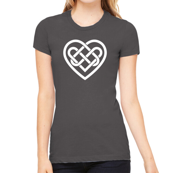 Celtic Heart White 1 - Women's Premium Cotton Slim Fit T-SHirt Thumbnail