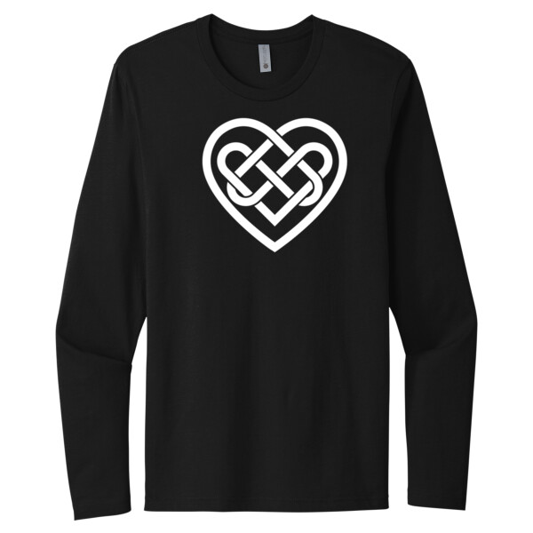 Celtic Heart White 1 - Unisex Premium Cotton Long Sleeve T-Shirt Thumbnail