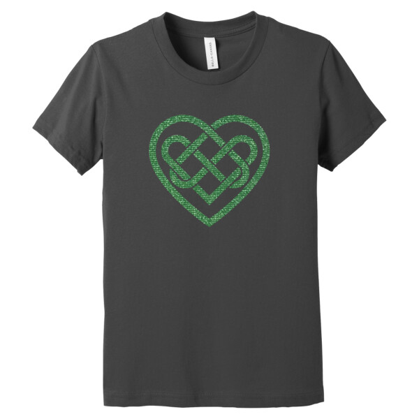 Celtic Heart Metallic Green 1 - Youth Premium Cotton T-Shirt Thumbnail