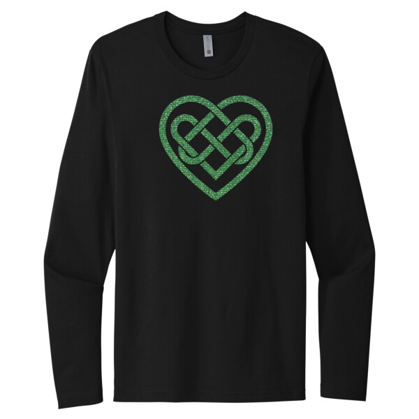 Celtic Heart Metallic Green 1 - Unisex Premium Cotton Long Sleeve T-Shirt Thumbnail