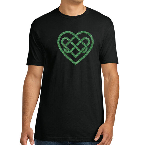 Celtic Heart Metallic Green 1 - Unisex Premium Cotton T-Shirt Thumbnail