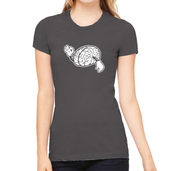 Strong Brain White 1 - Women's Premium Cotton Slim Fit T-SHirt Thumbnail